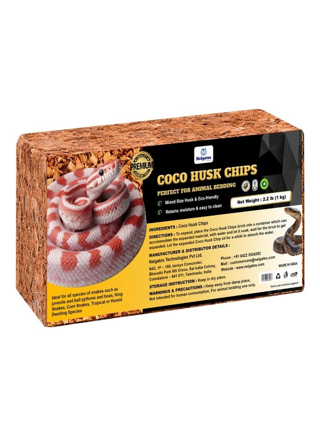 Nelgates Coco Husk Block for Animal Bedding pet Products Dogs, Cats Reptiles Snakes Chicken Bird 1 kg - Image 1